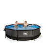 EXIT Black Wood zwembad ø300x76cm met filterpomp en overkapping - zwart