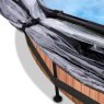 EXIT Wood zwembad ø244x76cm met filterpomp en overkapping - bruin