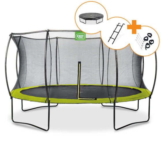 EXIT Silhouette trampoline ø427cm - groen + gratis accessoire set
